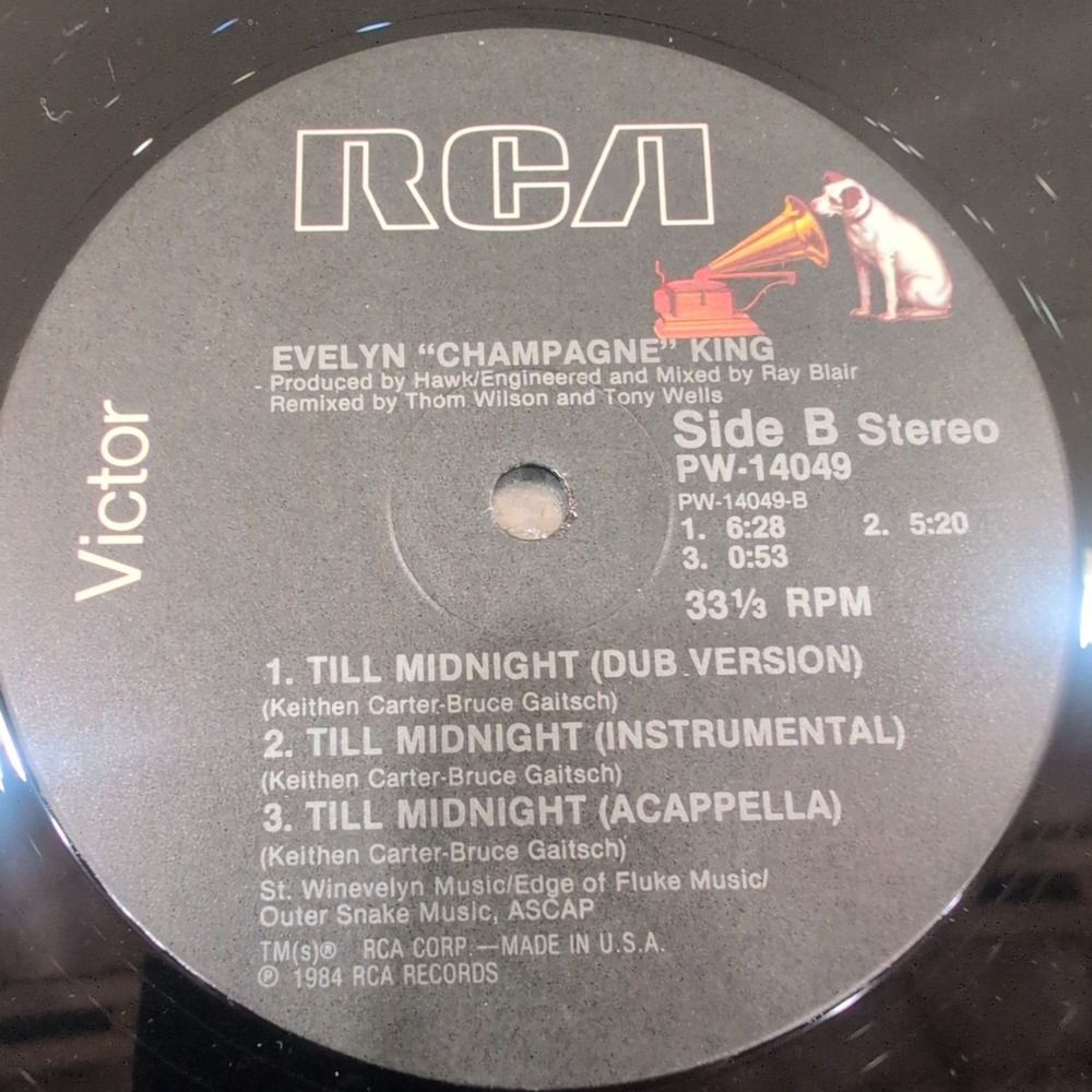Evelyn Champagne King Till Midnight Remixed 12" Vinyl Single 1984 RCA PW-14049 - Picture 7 of 7